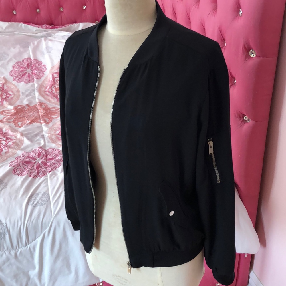 Black Zara Thin Bomber Jacket